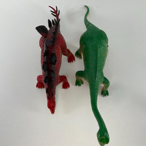 Vintage Lot of 4 Rubber Plastic Dinosaurs Ceratosauras Stegosaurus Brontosaurus - Picture 7 of 11